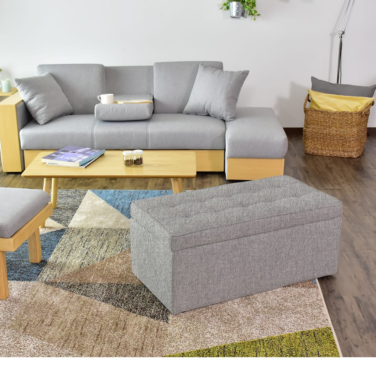 収納スツール オットマン 幅83cm 収納ボックス 踏み台 2人掛け トランクベンチ