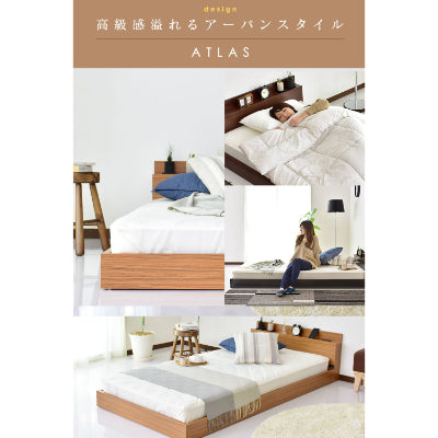 ダブル ベッド ベッドフレーム ロータイプ 組立式 コンセント付 アトラス D