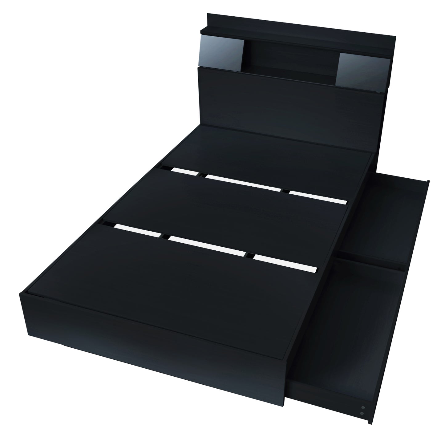 ベッド セミダブル フレーム 収納付き スライド扉 コンセント 組立式 グラード