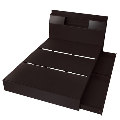 ベッド ダブル フレーム 収納付き スライド扉 コンセント 組立式 グラード
