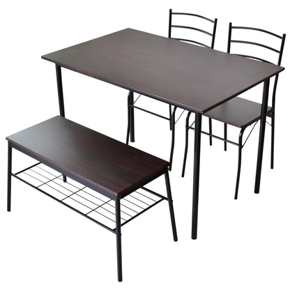 ダイニングテーブル 4点セット 幅110 テーブル＆ベンチ＆チェア 組立式 モーリス