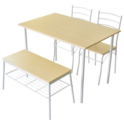 ダイニングテーブル 4点セット 幅110 テーブル＆ベンチ＆チェア 組立式 モーリス