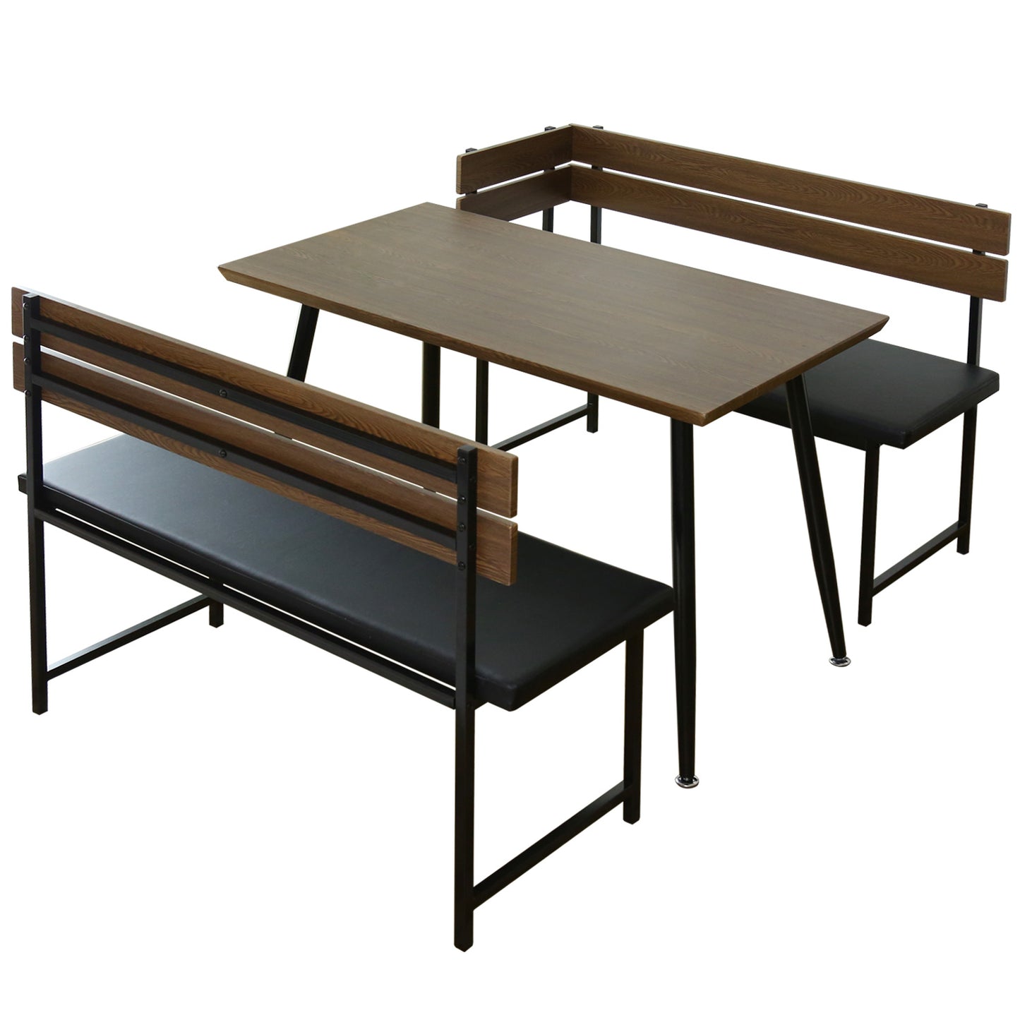 ダイニングテーブル3点セット テーブル コーナー ベンチ テーブルとチェアセット クッション入り座面 要組立 ネロ
